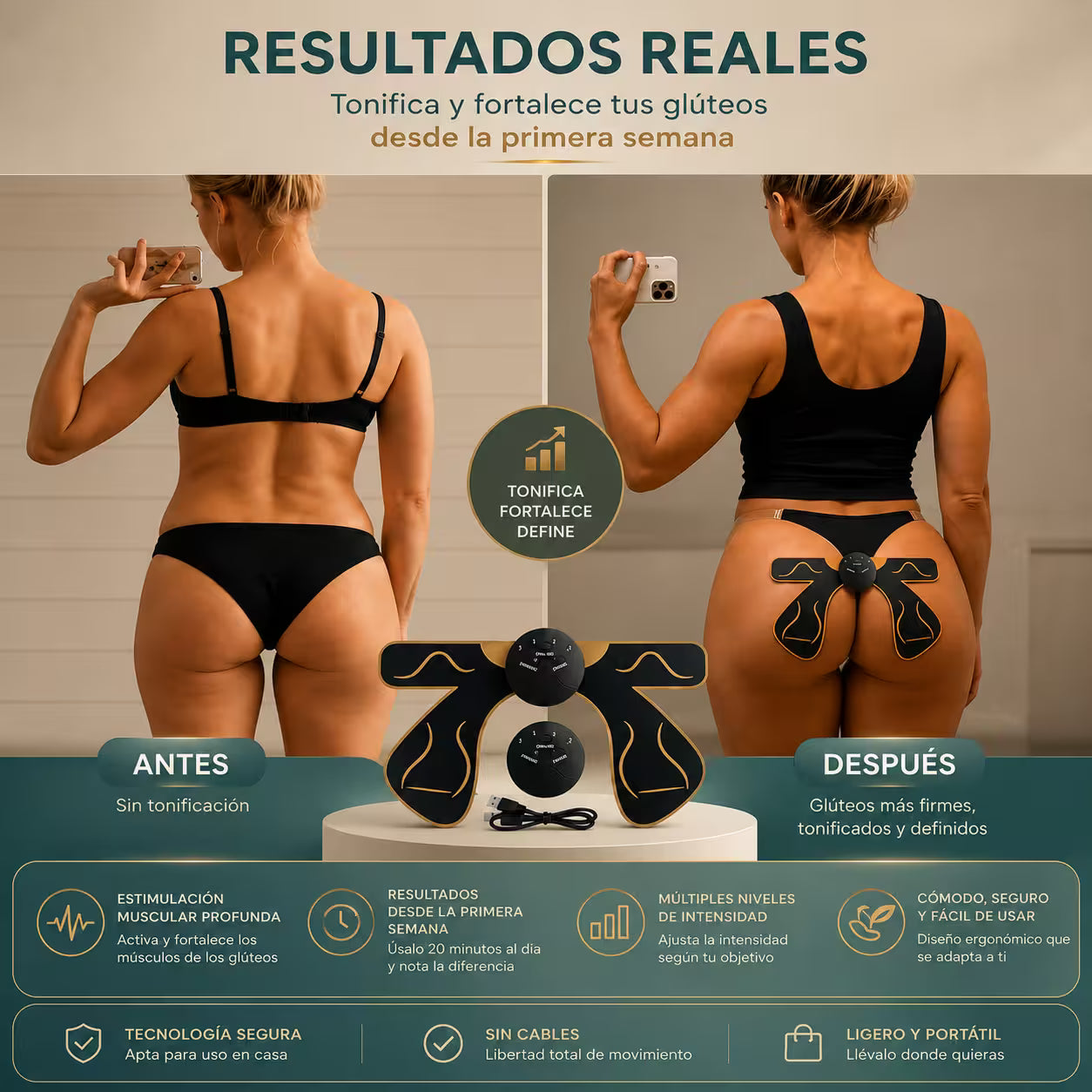 GluteForm™ | Electro Estimulador de Glúteos 🍑 Glúteos firmes y tonificados en tiempo récord.