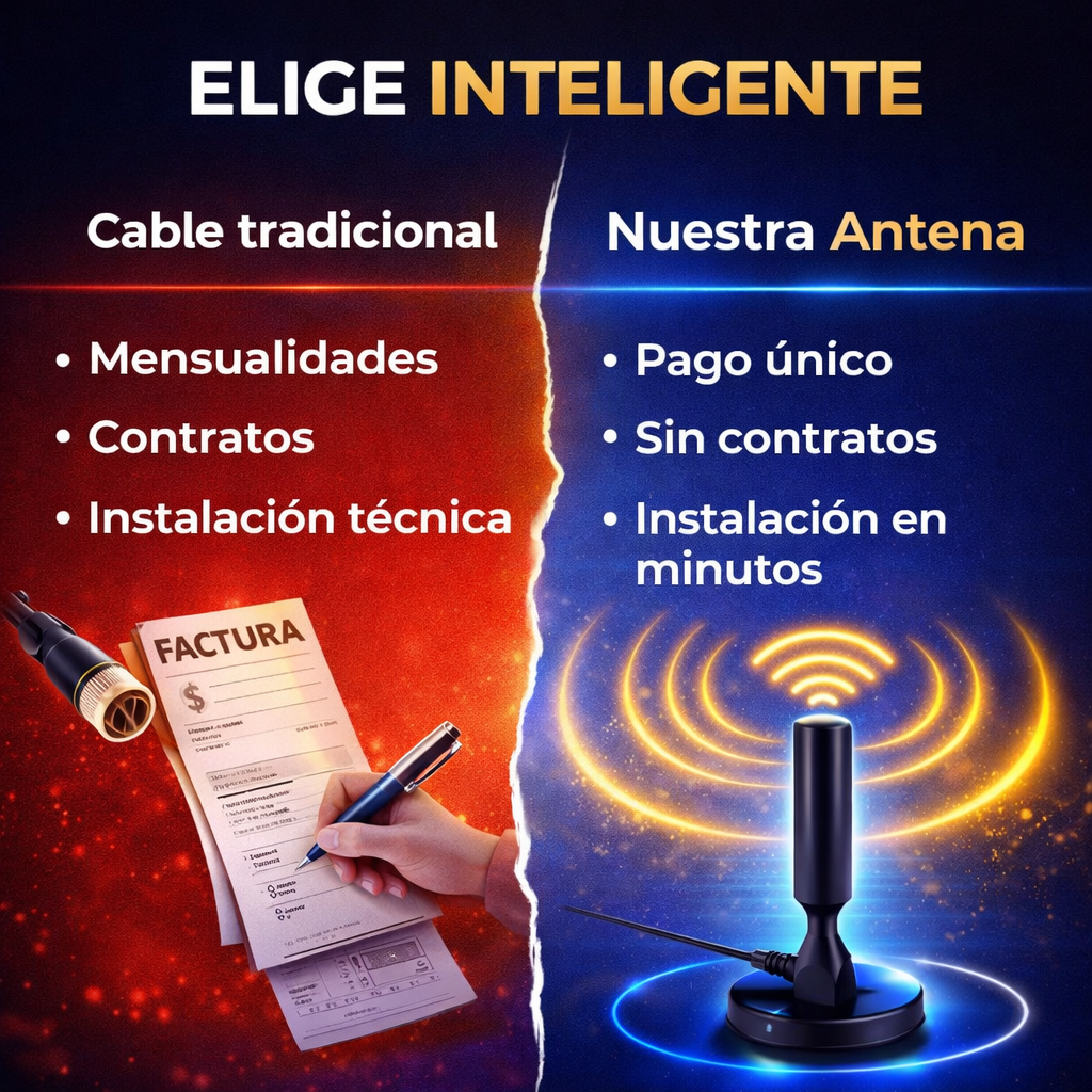 ¿Cansado de pagar cable? 💸 Mira tus canales favoritos gratis con la Antena De Tv Para Smart Tv Sin Cable.